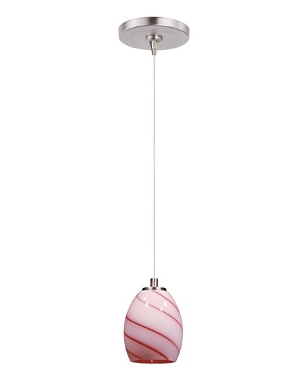 Foto para 50W Swirl 1-Light RapidJack Pendant and Canopy SN Cherry Swirl Glass 12V GY6.35 T4 Xenon (OA HT 8.5"-128.5") (CAN 4.5"x4.25")