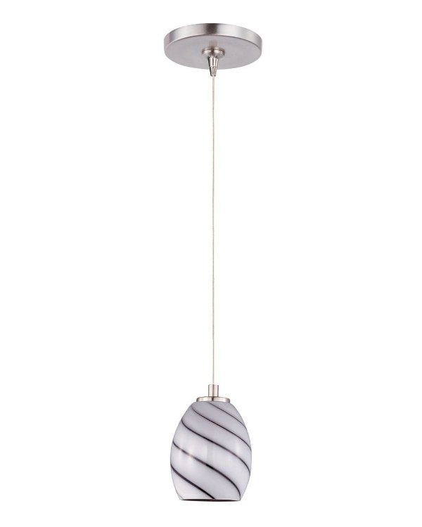 Foto para 50W Swirl 1-Light RapidJack Pendant and Canopy SN Grape Swirl Glass 12V GY6.35 T4 Xenon (OA HT 8.5"-128.5") (CAN 4.5"x4.25")