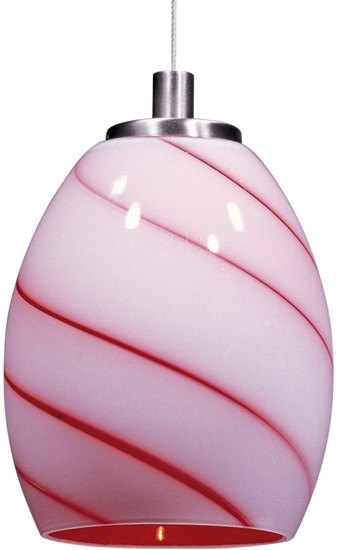 Foto para 50W Swirl 1-Light RapidJack Pendant SN Cherry Swirl Glass 12V GY6.35 T4 Xenon 