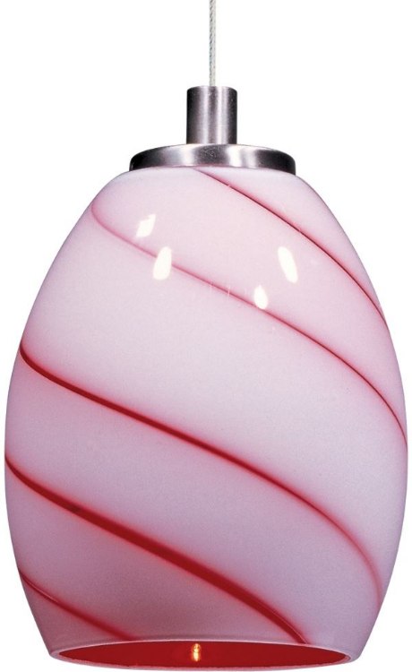 Foto para 50W Swirl 1-Light RapidJack Pendant SN Cherry Swirl Glass 12V GY6.35 T4 Xenon 