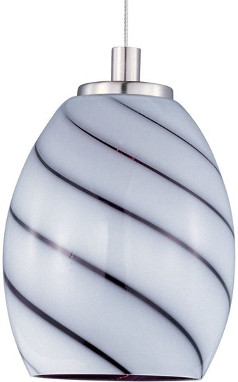 Foto para 50W Swirl 1-Light RapidJack Pendant SN Grape Swirl Glass 12V GY6.35 T4 Xenon 