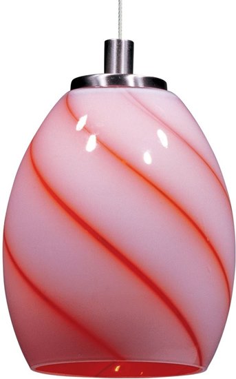 Foto para 50W Swirl 1-Light RapidJack Pendant SN Tangerine Swirl Glass 12V GY6.35 T4 Xenon 