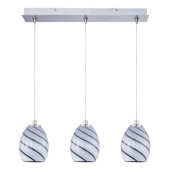 Picture of 50W Swirl 3-Light RapidJack Pendant and Canopy SN Grape Swirl Glass 12V GY6.35 T4 Xenon (OA HT 8.5"-128.75") (CAN 24.25"x4.25"x1.25")