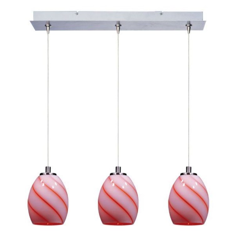 Foto para 50W Swirl 3-Light RapidJack Pendant and Canopy SN Tangerine Swirl Glass 12V GY6.35 T4 Xenon (OA HT 8.5"-128.75") (CAN 24.25"x4.25"x1.25")