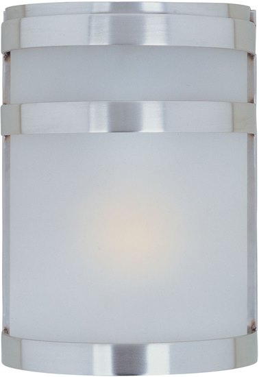 Picture of 60W Arc 1-Light Outdoor Wall Lantern SST Frosted Glass MB Incandescent 