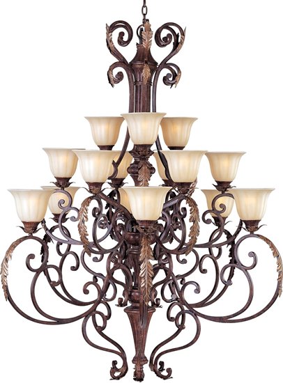 Picture of 60W Augusta 15-Light Chandelier AF Cafe Glass MB Incandescent 72" Chain