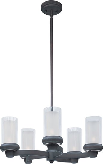 Foto para 60W Bayview 5-Light Chandelier BZ Clear/Frosted Glass G9 Xenon (OA HT 49")