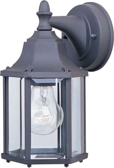 Picture of 60W Builder Cast 1-Light Outdoor Wall Lantern BK Clear Glass MB Incandescent 5.5"x10" 6-Min