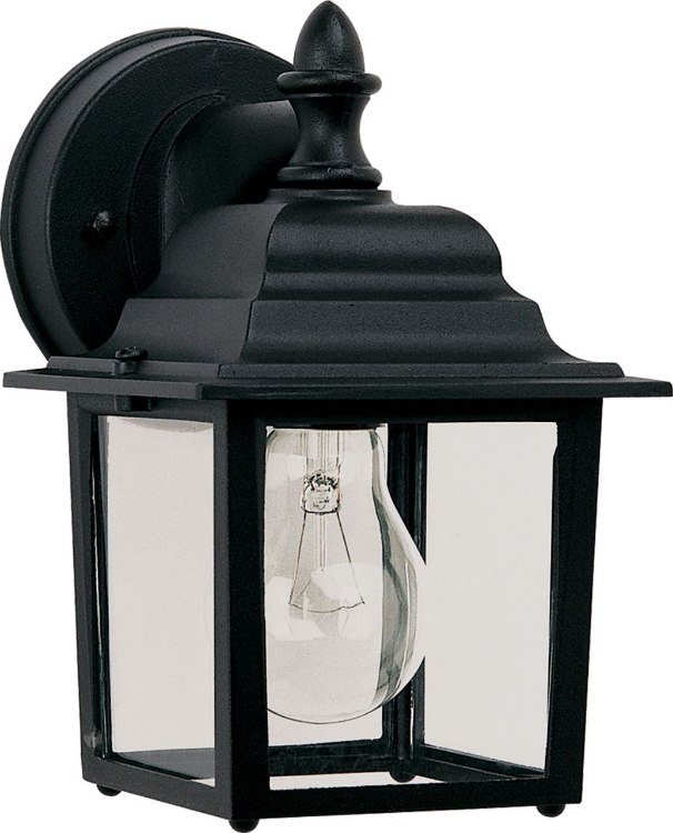 Foto para 60W Builder Cast 1-Light Outdoor Wall Lantern BK Clear Glass MB Incandescent 5.5"x8.5" 6-Min