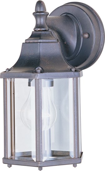 Picture of 60W Builder Cast 1-Light Outdoor Wall Lantern EB Clear Glass MB Incandescent 5.5"x10" 6-Min