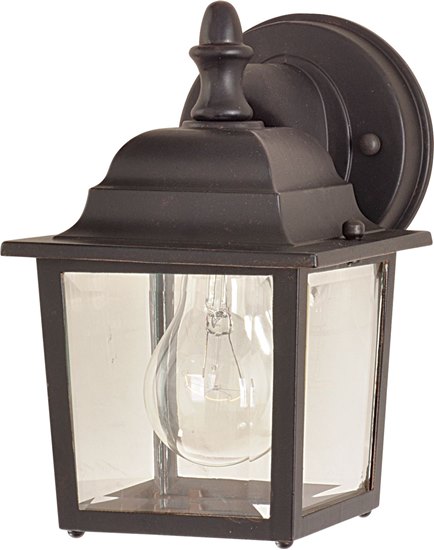 Picture of 60W Builder Cast 1-Light Outdoor Wall Lantern EB Clear Glass MB Incandescent 5.5"x8.5" 6-Min