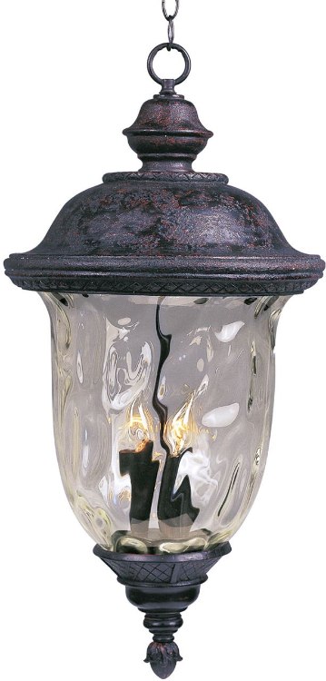 Foto para 60W Carriage House DC 3-Light Outdoor Hanging Lantern OB Water Glass Glass CA Incandescent 12.5"x24.5" 72" Chain