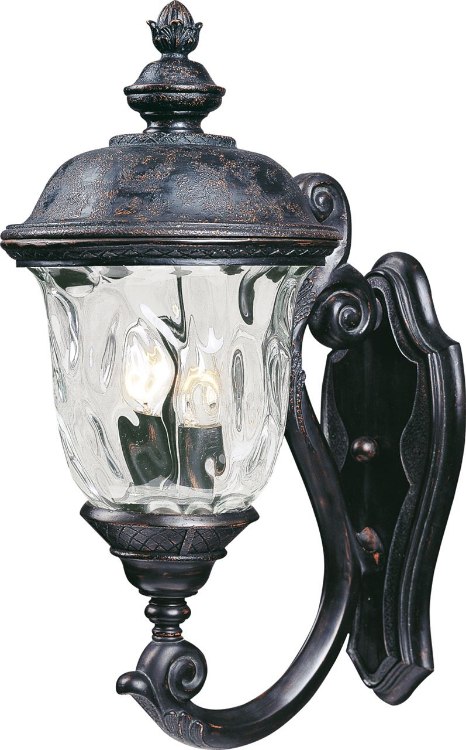 Foto para 60W Carriage House VX 2-Light Outdoor Wall Lantern OB Water Glass Glass CA Incandescent 9"x20" 