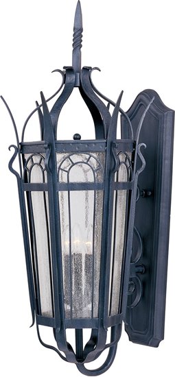 Foto para 60W Cathedral 3-Light Outdoor Wall Lantern CF Seedy Glass CA Incandescent 16.5"x37" 