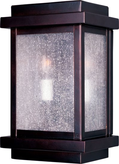 Picture of 60W Cubes 2-Light Outdoor Wall Lantern BU Seedy Glass CA Incandescent 