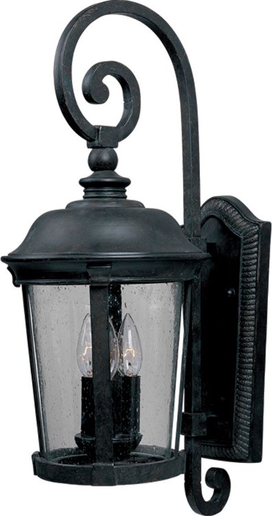 Foto para 60W Dover Cast 3-Light Outdoor Wall Lantern BZ Seedy Glass CA Incandescent 10"x24.5" 