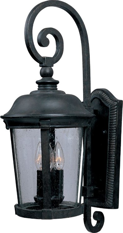Foto para 60W Dover VX 3-Light Outdoor Wall Lantern BZ Seedy Glass CA Incandescent 10"x24.5" 
