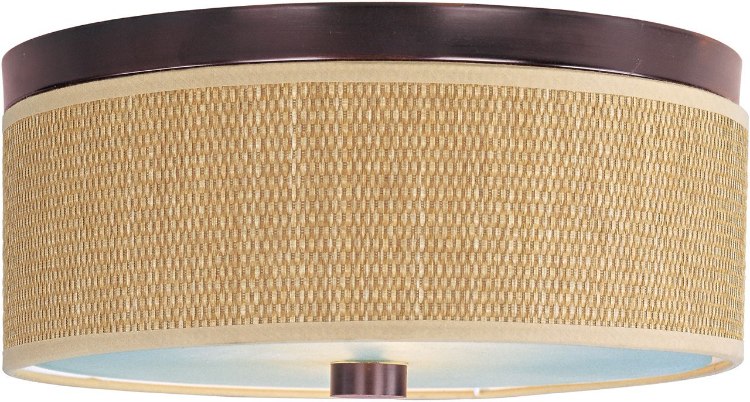 Foto para 60W Elements 2-Light Flush Mount OI Natural Fiber MB Incandescent 
