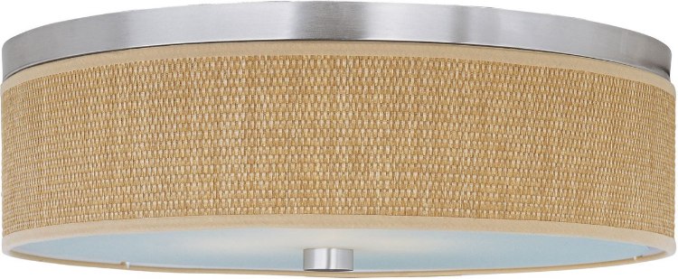 Foto para 60W Elements 3-Light Flush Mount SN Natural Fiber MB Incandescent 