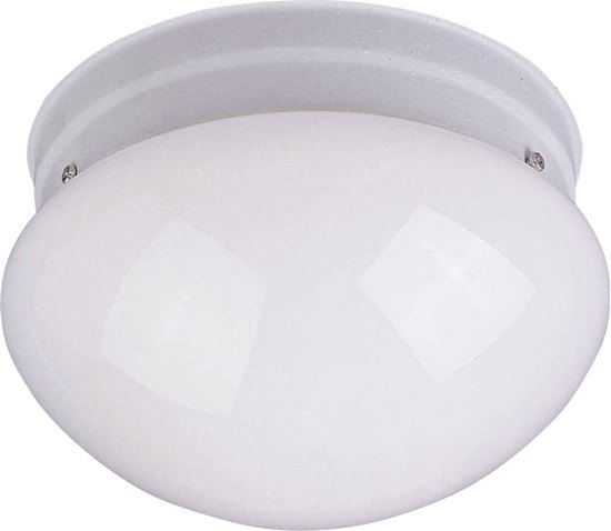 Picture of 60W Essentials - 588x-Flush Mount WT White Glass MB Incandescent 8-Min