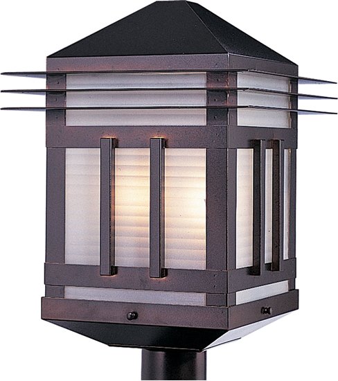 Picture of 60W Gatsby 2-Light Outdoor Pole/Post Lantern BU Prairie Rib Frost Glass MB Incandescent 
