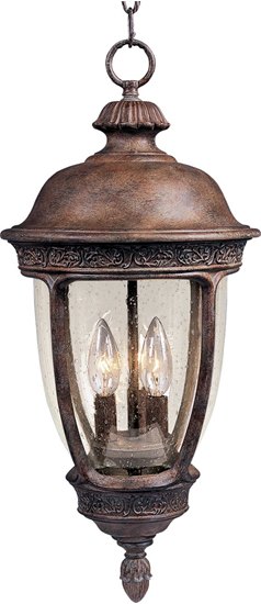 Foto para 60W Knob Hill VX 3-Light Outdoor Hanging Lantern SE Seedy Glass CA Incandescent 72" Chain