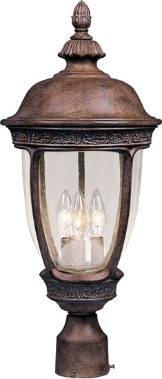 Picture of 60W Knob Hill VX 3-Light Outdoor Pole/Post Lantern SE Seedy Glass CA Incandescent 10"x22.5" 