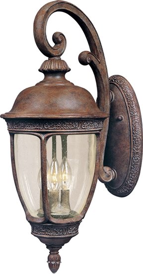 Foto para 60W Knob Hill VX 3-Light Outdoor Wall Lantern SE Seedy Glass CA Incandescent 13"x33" 