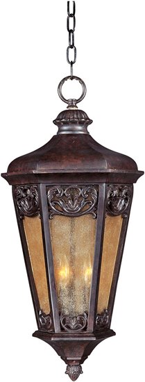 Picture of 60W Lexington VX 3-Light Outdoor Hanging Lantern CU Night Shade Glass CA Incandescent 72" Chain