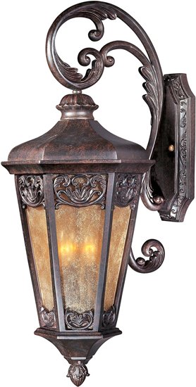 Picture of 60W Lexington VX 3-Light Outdoor Wall Lantern CU Night Shade Glass CA Incandescent 11.5"x28" 