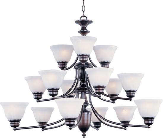 Foto para 60W Malaga 15-Light Chandelier OI Marble Glass MB Incandescent 72" Chain