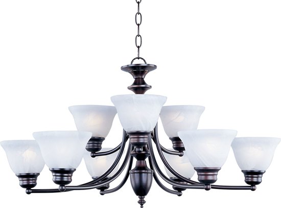 Foto para 60W Malaga 9-Light Chandelier OI Marble Glass MB Incandescent 72" Chain