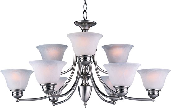 Foto para 60W Malaga 9-Light Chandelier SN Marble Glass MB Incandescent 72" Chain