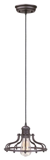 Picture of 60W Mini Hi-Bay 1-Light Pendant BZ Metal MB Incandescent 10"x6.75" (OA HT 65.75")