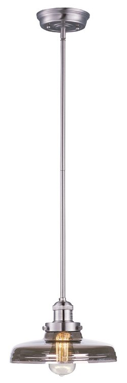 Foto para 60W Mini Hi-Bay 1-Light Pendant W/Bulb SN Mirror Smoke Glass MB Incandescent (OA HT 50")
