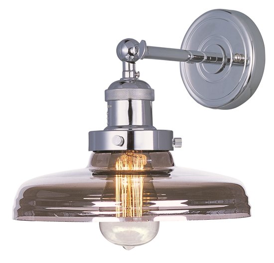 Picture of 60W Mini Hi-Bay 1-Light Wall Sconce PN Mirror Smoke Glass MB Incandescent 10"x8.75" 