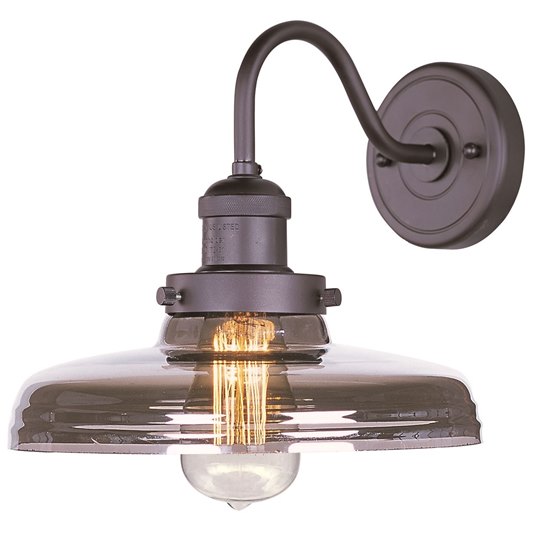 Picture of 60W Mini Hi-Bay 1-Light Wall Sconce W/Bulb BZ Mirror Smoke Glass MB Incandescent 10"x9" 