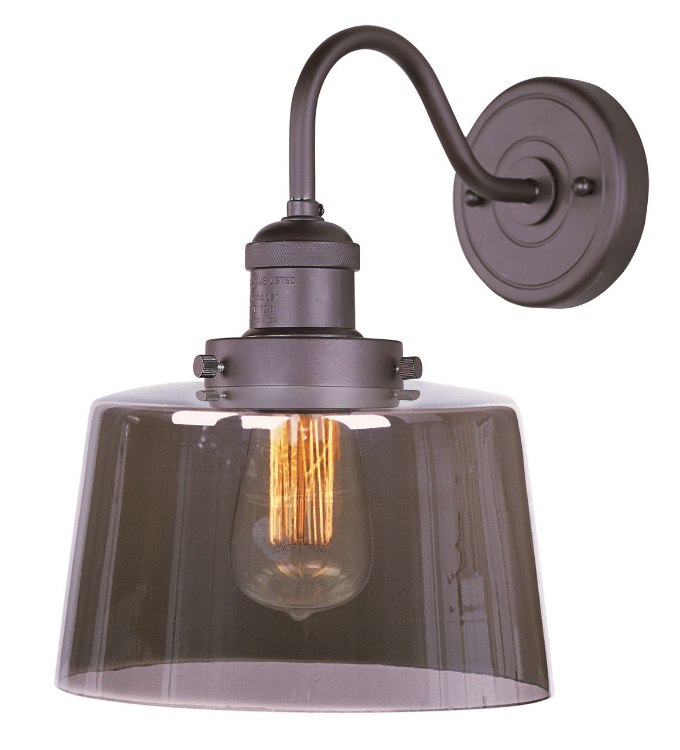 Foto para 60W Mini Hi-Bay 1-Light Wall Sconce W/Bulb BZ Mirror Smoke Glass MB Incandescent 8.75"x11.75" 
