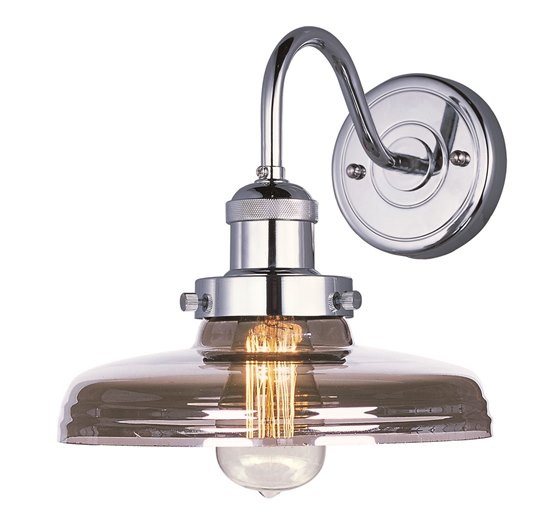 Picture of 60W Mini Hi-Bay 1-Light Wall Sconce W/Bulb PN Mirror Smoke Glass MB Incandescent 10"x9" 