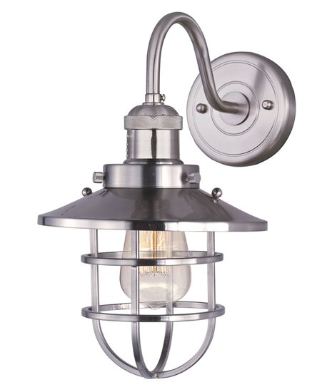 Picture of 60W Mini Hi-Bay 1-Light Wall Sconce W/Bulb SN MB 8"x15.5" 