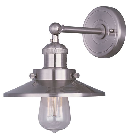 Picture of 60W Mini Hi-Bay 1-Light Wall Sconce W/Bulb SN Metal MB Incandescent 8"x7.25" 