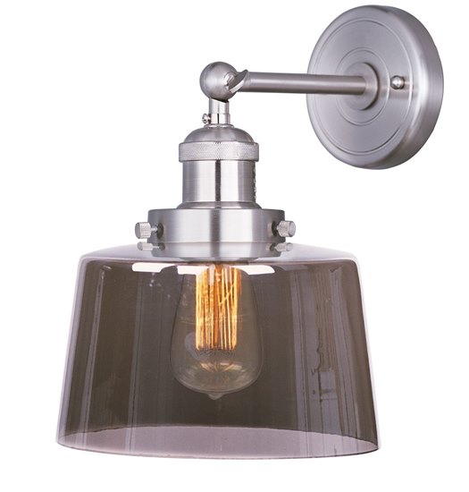 Picture of 60W Mini Hi-Bay 1-Light Wall Sconce W/Bulb SN Mirror Smoke Glass MB Incandescent 8.75"x11.5" 