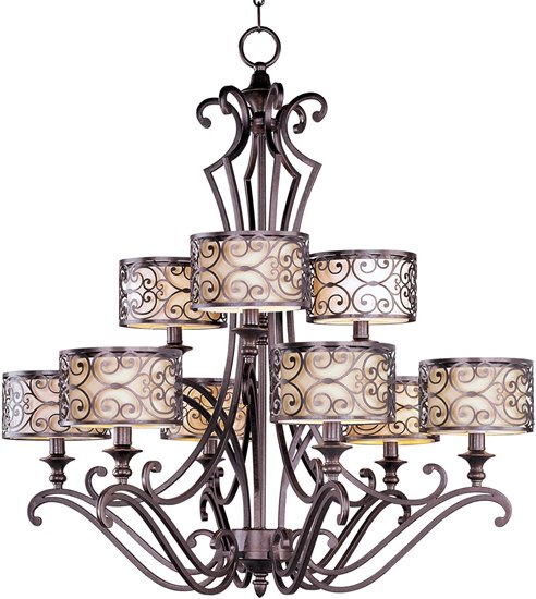 Picture of 60W Mondrian 9-Light Chandelier UB Fabric MB Incandescent 72" Chain