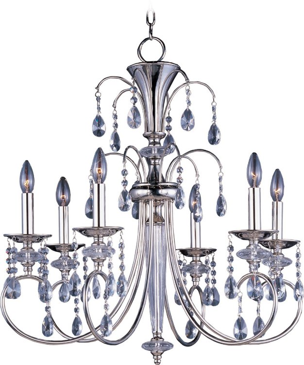 Foto para 60W Montgomery 6-Light Chandelier PN Clear CA Incandescent 36" Chain
