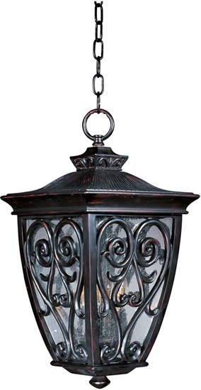 Picture of 60W Newbury VX 3-Light Outdoor Hanging Lantern OB Seedy Glass CA Incandescent 72" Chain