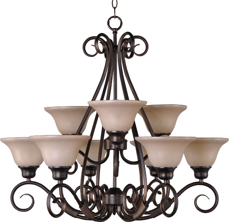 Foto para 60W Pacific 9-Light Chandelier KB Wilshire Glass MB Incandescent 72" Chain