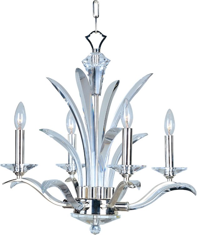 Foto para 60W Paradise 4-Light Chandelier PS Beveled Crystal Glass CA Incandescent (CAN 5"x1")36" Chain