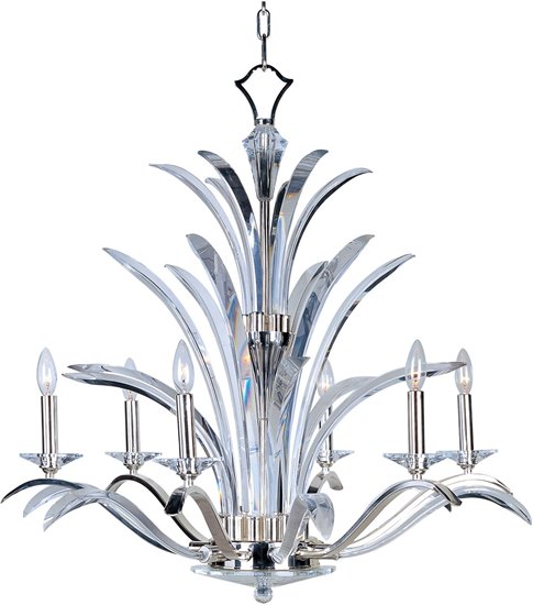 Picture of 60W Paradise 6-Light Chandelier PS Beveled Crystal Glass CA Incandescent (CAN 5"x1")36" Chain