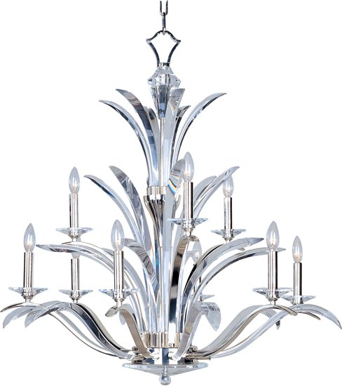 Picture of 60W Paradise 9-Light Chandelier PS Beveled Crystal Glass CA Incandescent (CAN 5"x1")72" Chain