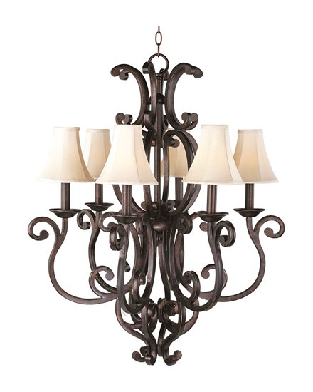 Picture of 60W Richmond 6-Light Chandelier with Shades CU Fabric CA Incandescent 36" Chain